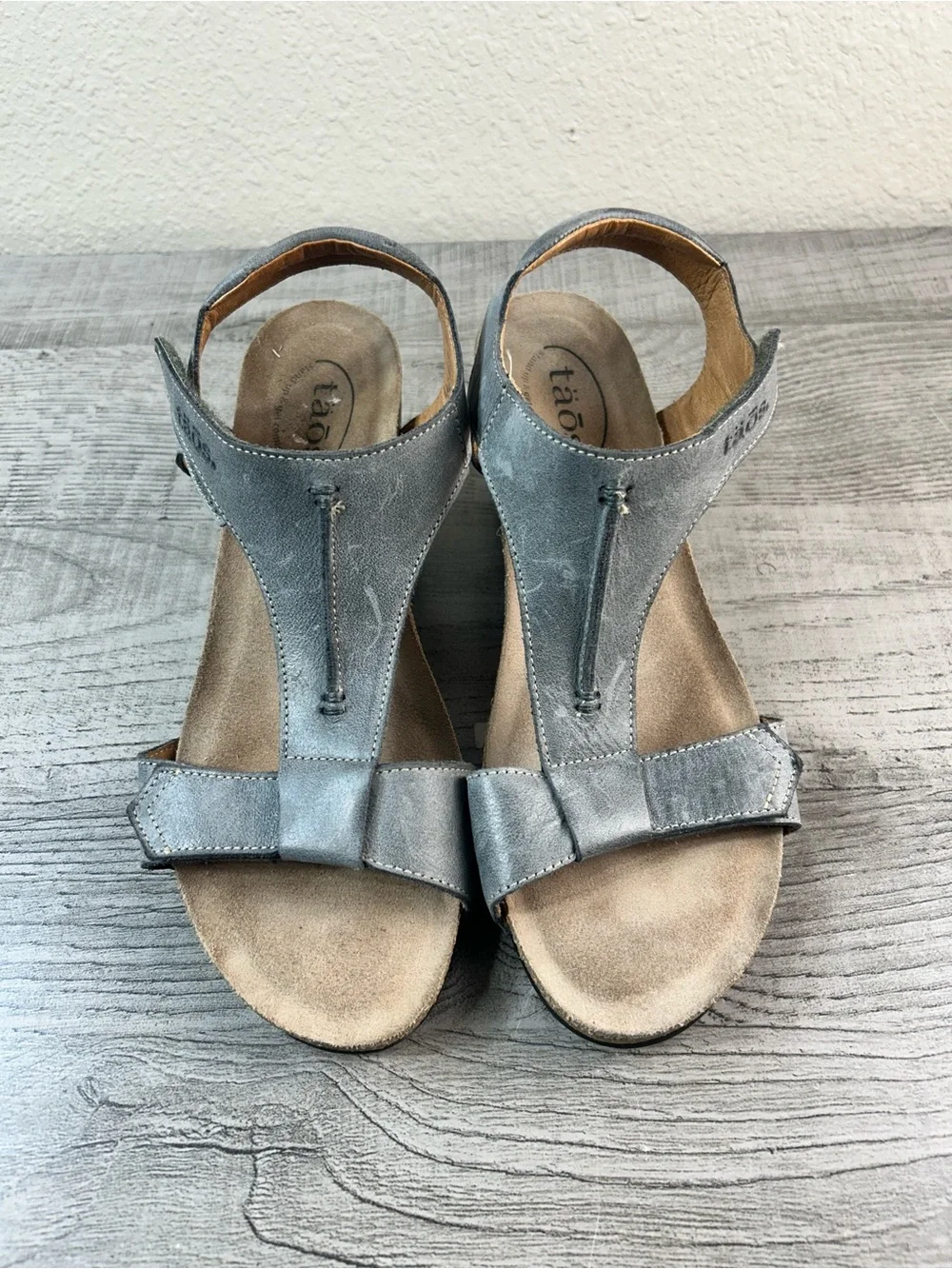 Taos Gray Suede Wedge Sandals - Comfortable Women’s Shoes Size 9-9.5